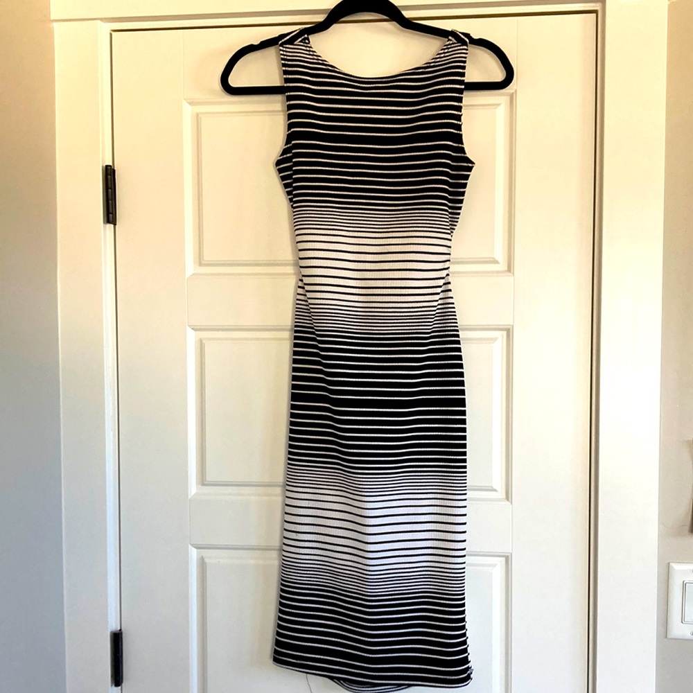 Black and white striped dress